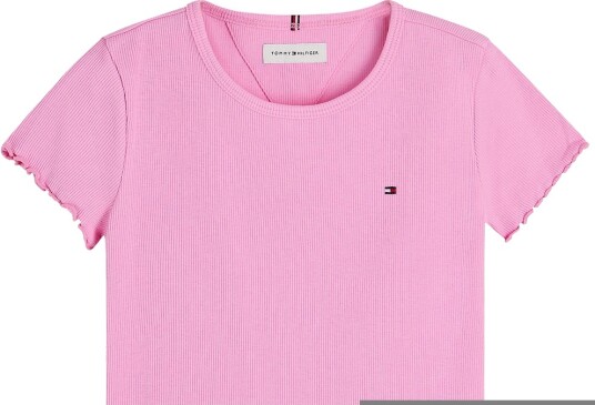 Tommy Hilfiger T-skjorte - Rib - Essential - Rosa Daisy - Tommy Hilfiger - 7 år (122) - T-skjorte