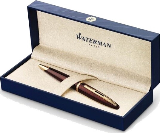 Waterman Carène Marine Amber Ballpoint Pen Gloss Brun & Svart with 23k Gull Clip Medium Point with Blå Ink Cartridge Gift Box Waterman Carène Marine Amber Ballpoint Pen Gloss Brun & Svart with 23k Gull Clip Medium Point with Blå Ink Cartridge Gift Box