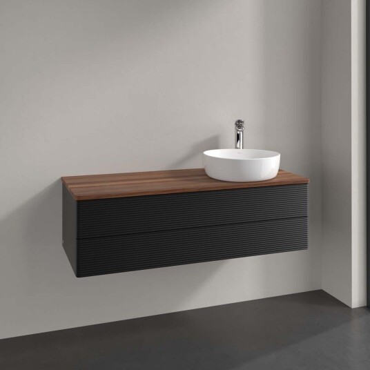 Villeroy & Boch  Antao Servantskap med 2 skuffer 120x50x36 cm m/lys Sort Matt/Valnøtt