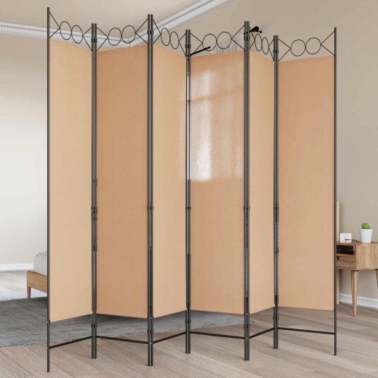 vidaXL 6-Panels Romdeler Beige 240 x 200 cm Stoff