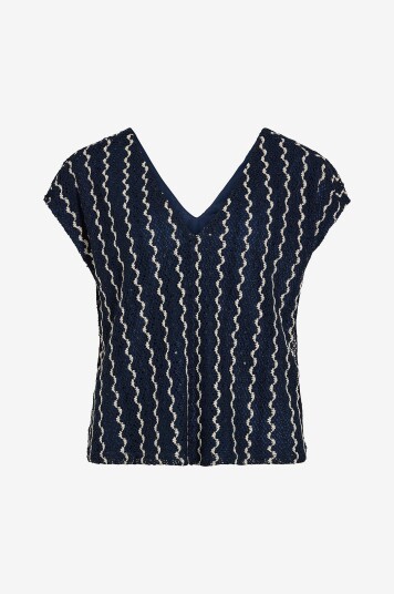 Vila - Topp viEllen V-neck S/s - Blå