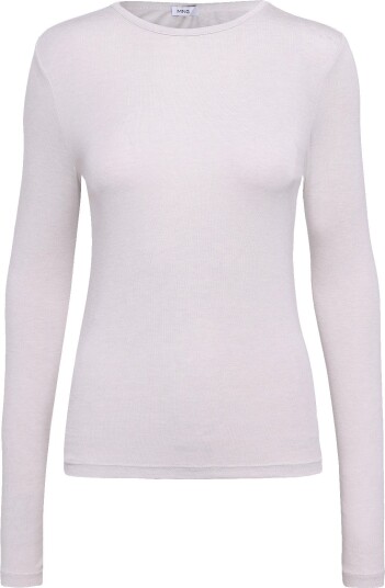 Mango Long Sleeved Fitted T Shirt LIGHT BEIGE S