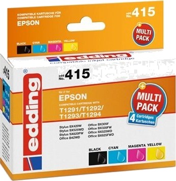 Edding EDD 415 blekkpatroner 4 pk 14 ml/10 ml Edding EDD 415 blekkpatroner 4 pk 14 ml/10 ml