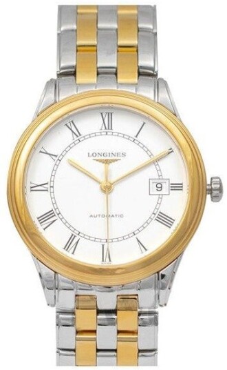 Longines Herreklokke L4.974.3.21.7 Flagship Hvit/Gulltonet stål