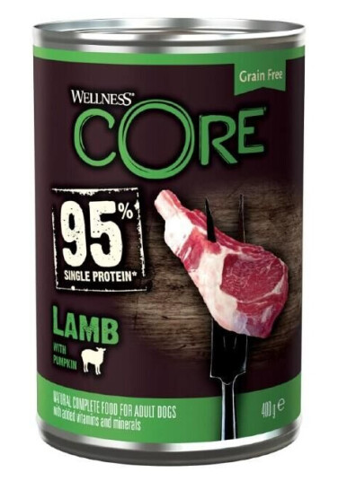 CORE 95% Lam og Gresskar Våtfôr til Voksne Hunder 6 x 400 g