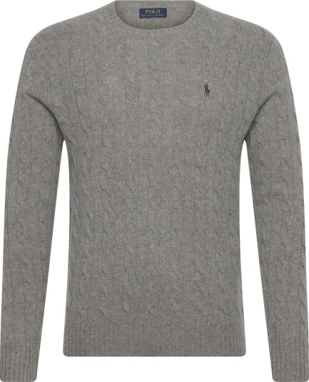 Polo Ralph Lauren Cable Knit Wool Cashmere Sweater FAWN GREY HEATHER XS