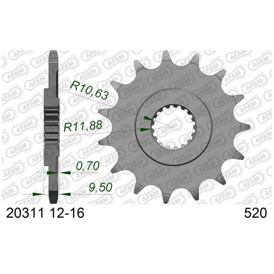 AFAM Framdrev #520 - Honda CR/CRF, 12T CR/CRE/CRM/CRF/TRX 250/450/500