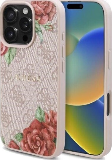 Guess 4G MagSafe Hardcase til iPhone 16 Pro Max 6,9" Rosa Blomsterutskrift