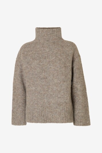 Selected Femme Pullover Slfgabriella Ls Knit High Neck Grå Selected Femme Pullover Slfgabriella Ls Knit High Neck Grå