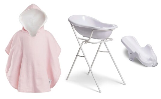 Beemoo CARE Badebalje Med Stativ Inkl. Badestøtte & Badekåpe White/Pink