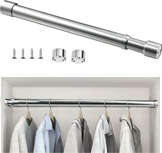 Uttrekkbar klesstang i rustfritt stål 51 80cm Justerbar teleskopisk gardinstang for garderobe bad kjøkken