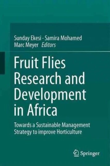 Fruit Fly Research And Development In Africa - Towards A Sustainable Management Strategy To Improve