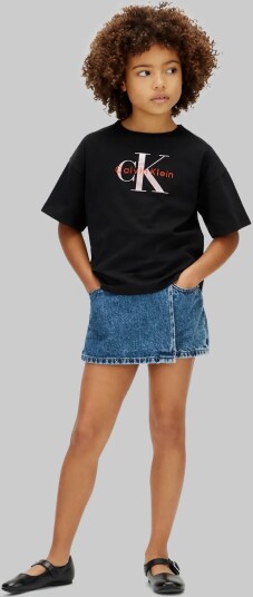 Calvin Klein Seasonal Monologo Ss T Shirt   Black   164