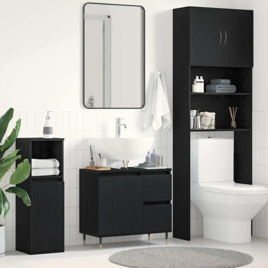  Servantskap Svart Eik 65x33x60 cm Konstruert Tre