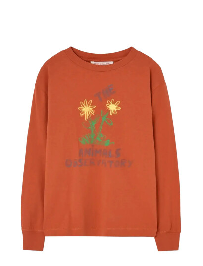 THE ANIMALS OBSERVATORY Flowers Red Dof Lonf Sleeve T Shirt Orange 6 Y