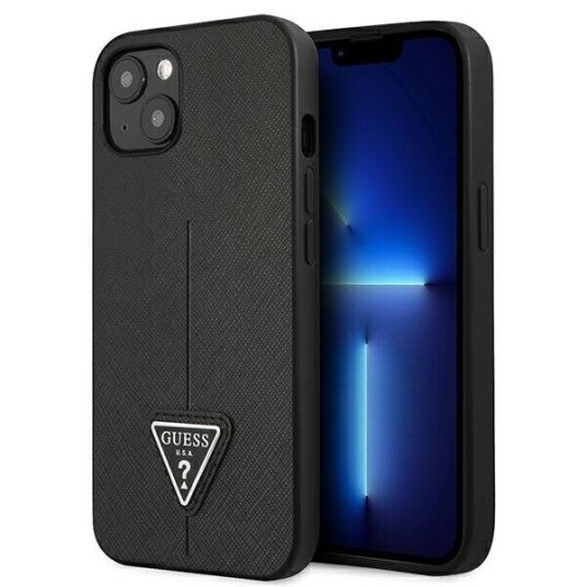Guess Guhcp14mpsatlk Iphone 14 Plus 6,7 Tommer Svart / Svart Hardt Deksel Saffianotriangle Logo