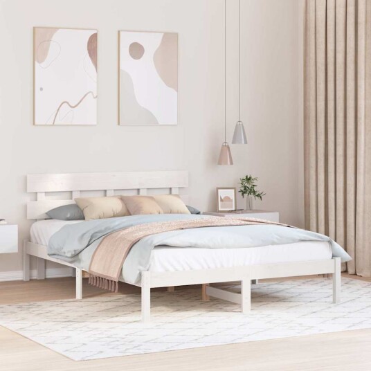 Sengestamme med hodegjerde Brun 140 x 200 cm Massivt furutre