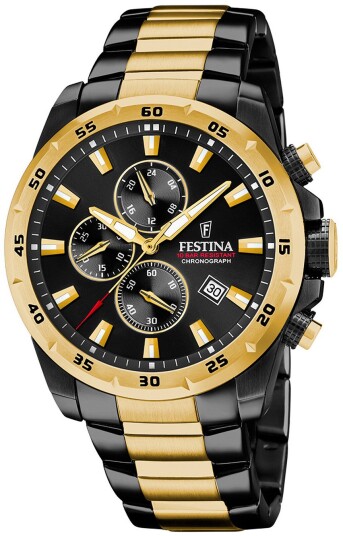 Festina Herreklokke F20563 1 Timeless Sort/Gulltonet stål Ø45 mm