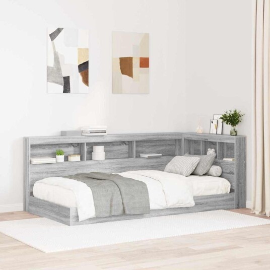 Bokhylkeseng Grå Sonoma 100x200 cm Konstruert Tre