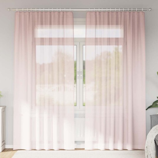 Voilegardiner med hemper 2 stk lyserosa 140x245 cm 8721158552952