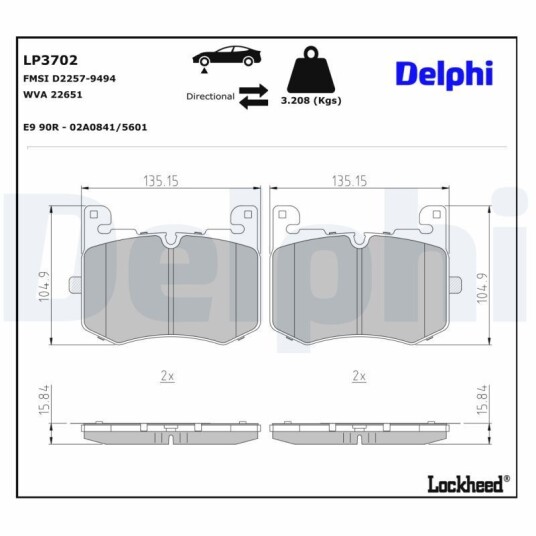Bremseklosser DELPHI LP3702