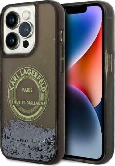 Karl Lagerfeld Liquid Glitter RSG Etui til iPhone 14 Pro Svart