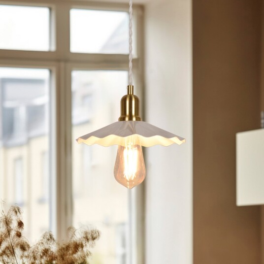 Suzette hengelampe hvit Ø 22 cm – COREP SAS   Stue   Vintage   Metall   Med skjerm
