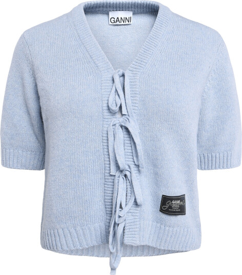 Ganni Blue Future Wool Blend Cardigan   Blue   M