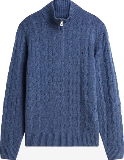Tommy Hilfiger Lambswool Cable Zip Mk AEGEAN SEA HEATHER L