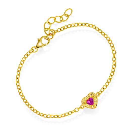 Prins & Prinsesse Armbånd til barn i 925 forgylt sølv med zirkonia og hjerte Prins & Prinsesse Armbånd til barn i 925 forgylt sølv med zirkonia og hjerte