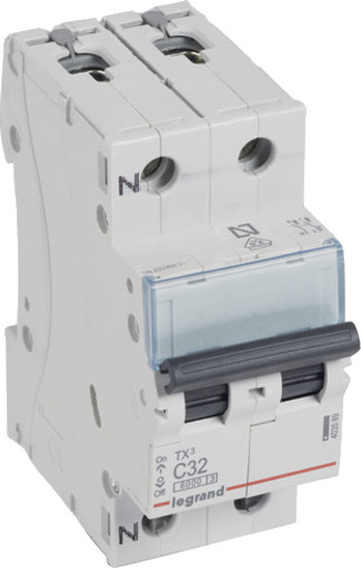 Legrand 5 stk TX³ MCB automatsikring C32 1P+N 2M 6/6kA
