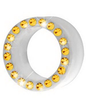 Silikon Piercing Tunnel i Hvit med Gullfargede Stener Strl 26 mm