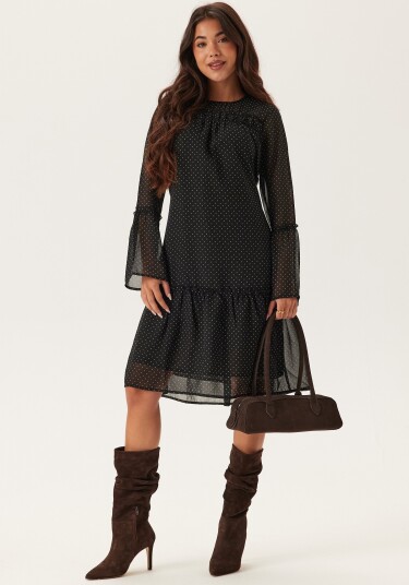 Bubbleroom Flounce Sleeve Dress Black 32-34 Bubbleroom Flounce Sleeve Dress Black 32-34
