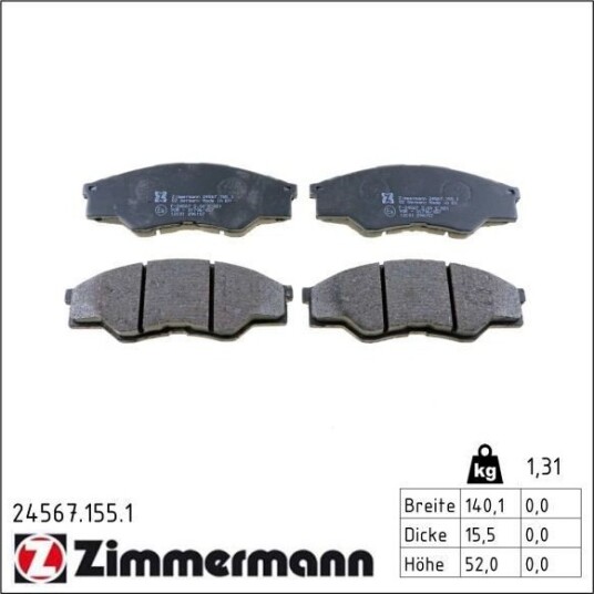 Bremseklosser sett ZIMMERMANN 24567.155.1
