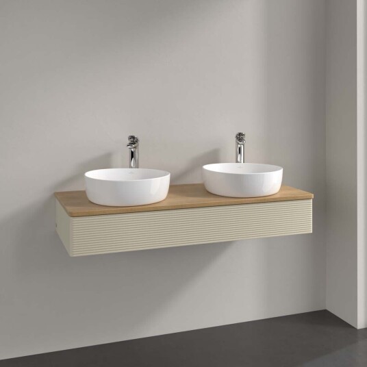 Villeroy & Boch Antao Servantskap med 1 skuff 120x50x19 cm u/lys Grå Matt/Eik