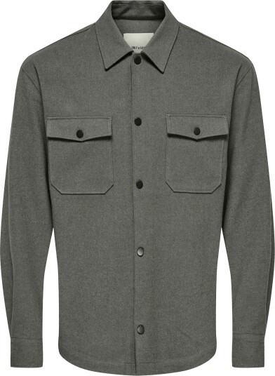 ONLY & SONS Onsmark Brushed 0353 Overshirt Noos   BELUGA   XXL