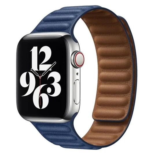 Apple Watch (42/44/SE/45/49mm) Magnetisk Lippa Lærreim - Blå