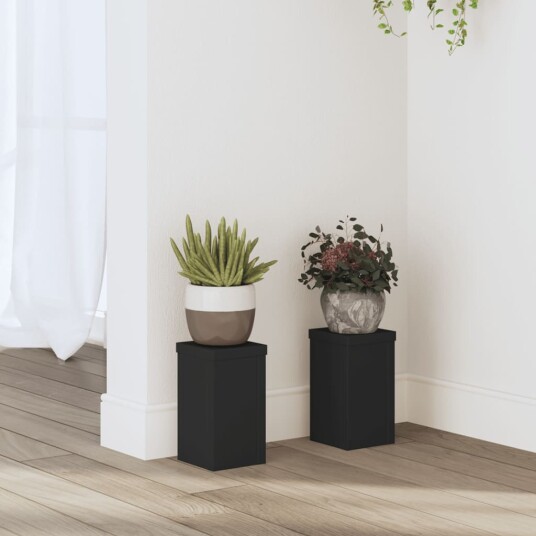 Plantestativer 2 stk svart 10x10x18 cm konstruert tre Plantestativer 2 stk svart 10x10x18 cm konstruert tre
