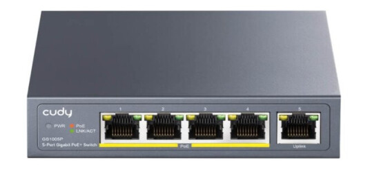 CUDY Switch GS1005P 5-port Gigabit PoE+ 60W