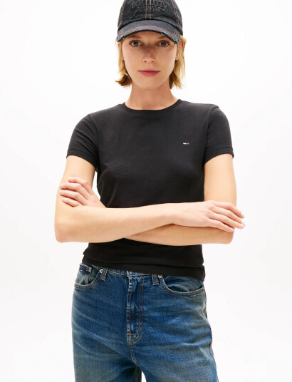 Tommy Jeans Tjw Slim C Neck Tee Black XS
