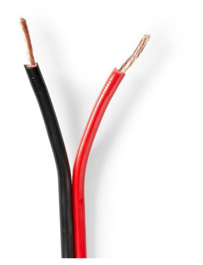 Nedis Speaker Cable | 2 x 1.50 mm² | Kobber | 100.0 m | Rund | PVC | Rød / Sort | Rull