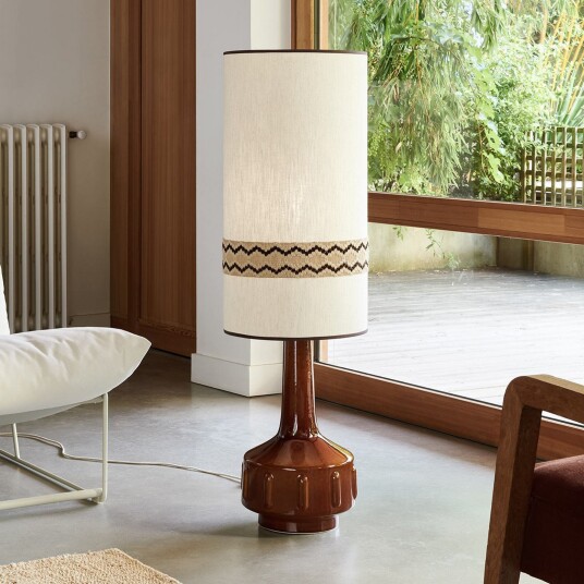 MARKET SET Jimmy gulvlampe brun/beige kant 121 cm   Stue 121 Brun / Rust