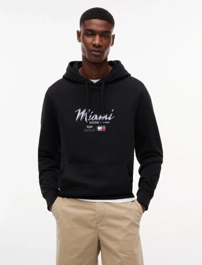 Tommy Hilfiger Th X Cf1 Miami Graphic Hoodie Black L