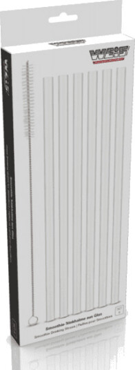 WEIS Sugerør i klart glass til smoothie 6pk 24cm Rette m/børste