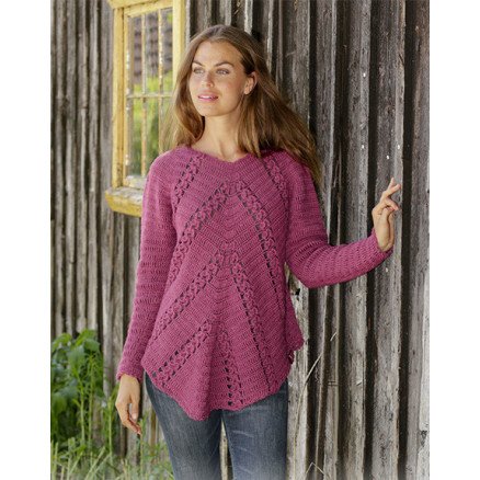 Â Flora Viola by DROPS Design Genser Hekleoppskrift str S XXXL