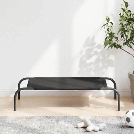 Vidaxl Forhøyet Hundeseng Svart 90X50X20 cm Tekstil Og Stål