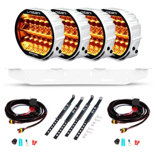 Ekstralys Lazer Sentinel 9 Elite Gen2 White   Rund / 23 cm / 145W 4 stk   Komplett pakke