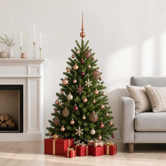 vidaXL Juleballsett 111 stk. Champagne og brun 6 cm Polystyren