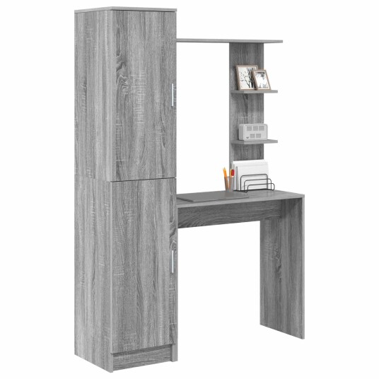 Skrivebord med lagring 2 pcs Grå sonoma 78,5 x 37 x 154,5 cm