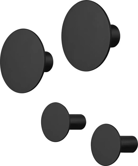 Blomus Set Of 4 Wall Hooks   Ø 8,5 Cm / Ø 5 Cm   Ponto   Black   Black   ONE SIZE